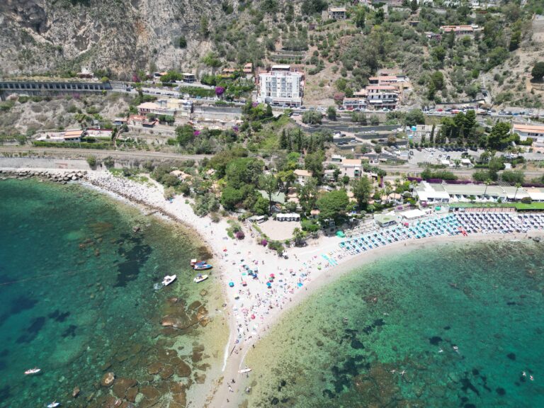 Isola Bella drone photo Taormina beach